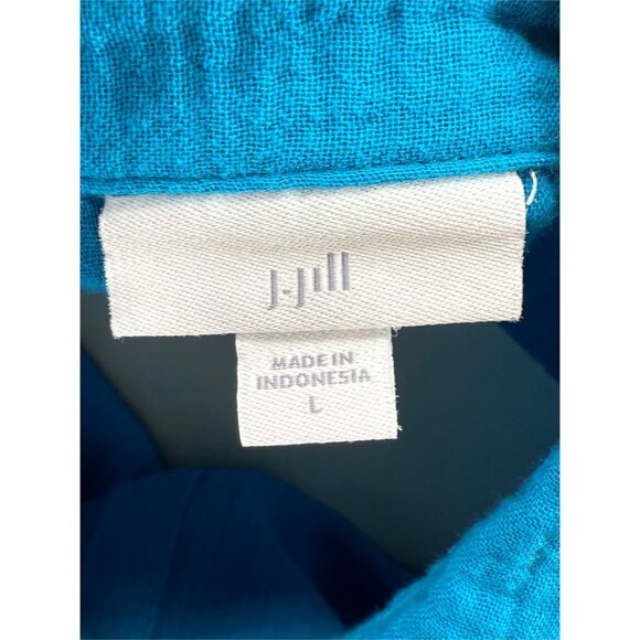 J.Jill Cotton-Gauze Split-Hem Tunic Lightweight Turquoise L - Picture 7 of 11